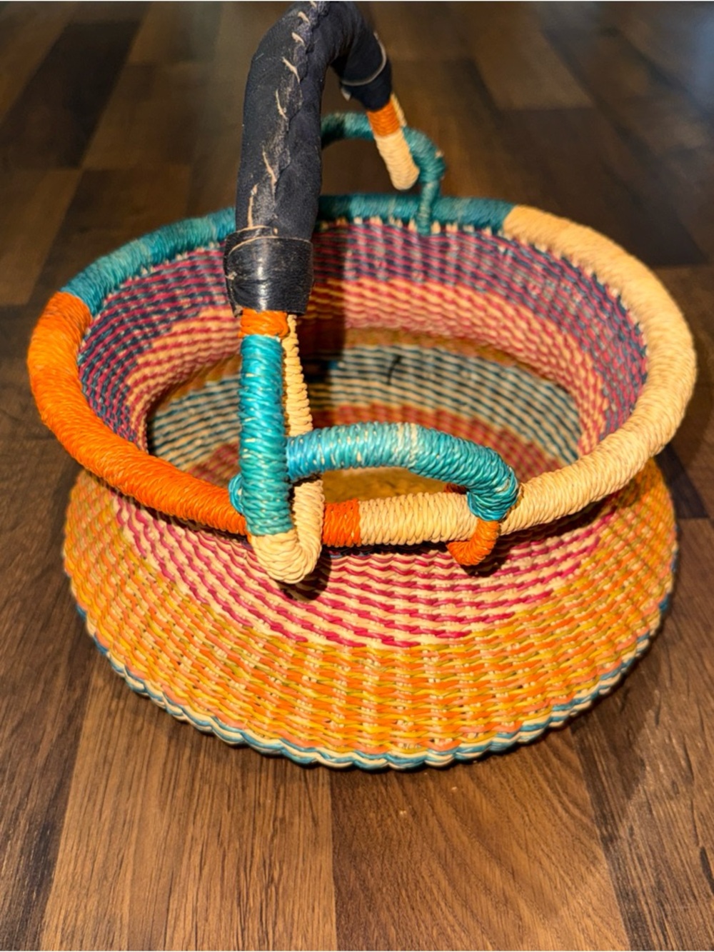 Handwoven Colorful Bolga Farmers Market Basket - Picture 8 of 12